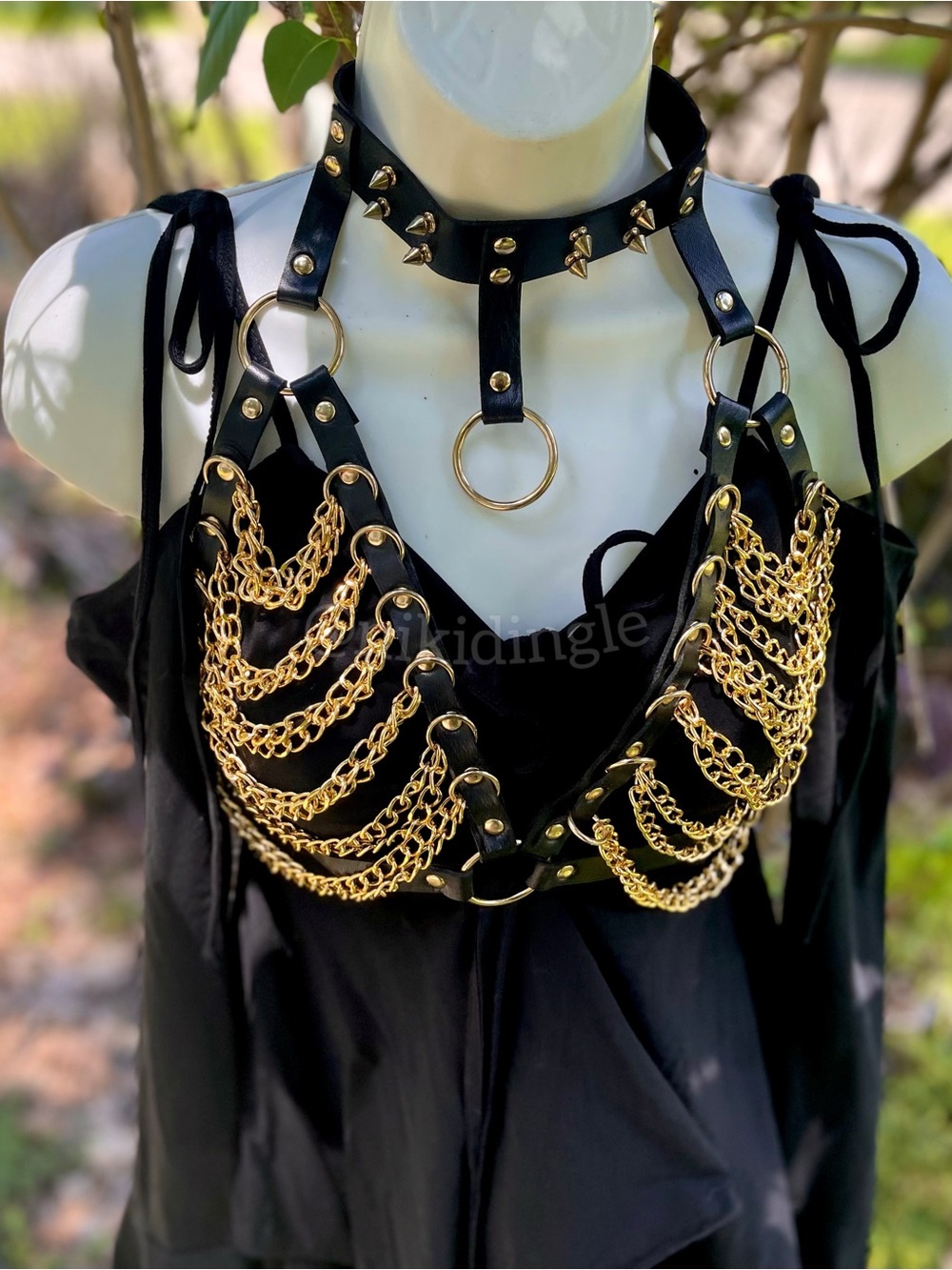 NEW Dolls Kill F is for fairies Dress Goth Chain Harness Chest Goth Punk Choker